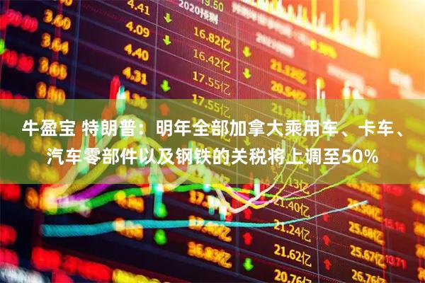 牛盈宝 特朗普：明年全部加拿大乘用车、卡车、汽车零部件以及钢铁的关税将上调至50%